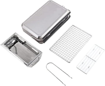IRYZE Portable Charcoal Grill Barbecue Grill Outdoor Stainless Steel Charcoal BBQ Grill Portable Folding BBQ Tools BBQ Grill for Outdoor (Color : Silver)