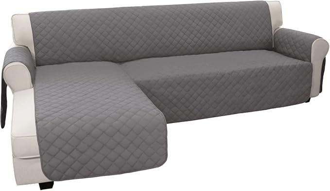 Easy-Going Sofa Slipcover L Shape Sofa Cover Sectional Couch Cover Furniture Protector Mat for Pets Dog Cat (X-Large,Gray/Gray) | Soft Sofa Slipcover For Dogs, Fits Left/Right Chaise Lounge Protector, Water Resistant Mat For Living Room