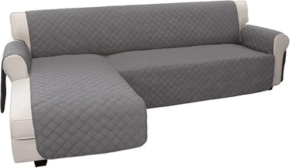 Easy-Going Reversible L-Shape Sectional Couch Cover, Large, Gray/Gray | Soft Sofa Slipcover For Dogs, Fits Left/Right Chaise Lounge Protector, Water Resistant Mat For Living Room