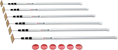 ZIPWALL SLP6 12 foot Spring Loaded Poles for Dust Barriers for remodeling, renovation and repair work, (Pack of 6)