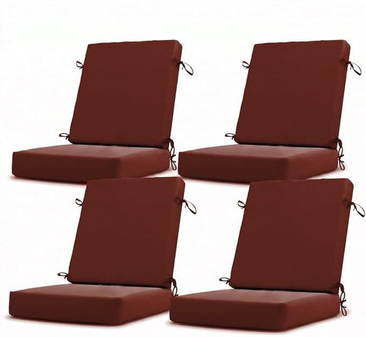 California Umbrella Outdoor Dining Chair, Set of 4 Patio Seat Cushions, 20 x 40 Inch, Premium Outdoor Memory Foam, Fade Resistant, Sunbrella Fabric, Fabric Ties, Terracotta