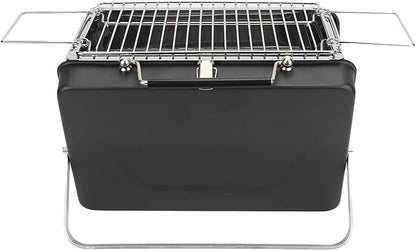 Fydun Portable Charcoal BBQ Grill Folding Notebook Grill for Cam Outdoor Cooking Backyard Picnic Black for Families (Black)
