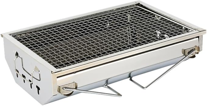 Portable Charcoal Grill for Camping BBQ Grills, Outdoor Barbecue Grill Stainless Steel Folding Barbecue Stove, Lightweight Camping Grill with Detachable Rack,40 * 27 * 17Cm-D