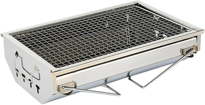 Portable Charcoal Grill for Camping BBQ Grills, Outdoor Barbecue Grill Stainless Steel Folding Barbecue Stove, Lightweight Camping Grill with Detachable Rack,40 * 27 * 17Cm-D