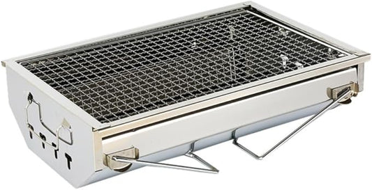 Portable Charcoal Grill for Camping BBQ Grills, Outdoor Barbecue Grill Stainless Steel Folding Barbecue Stove, Lightweight Camping Grill with Detachable Rack,40 * 27 * 17Cm-D