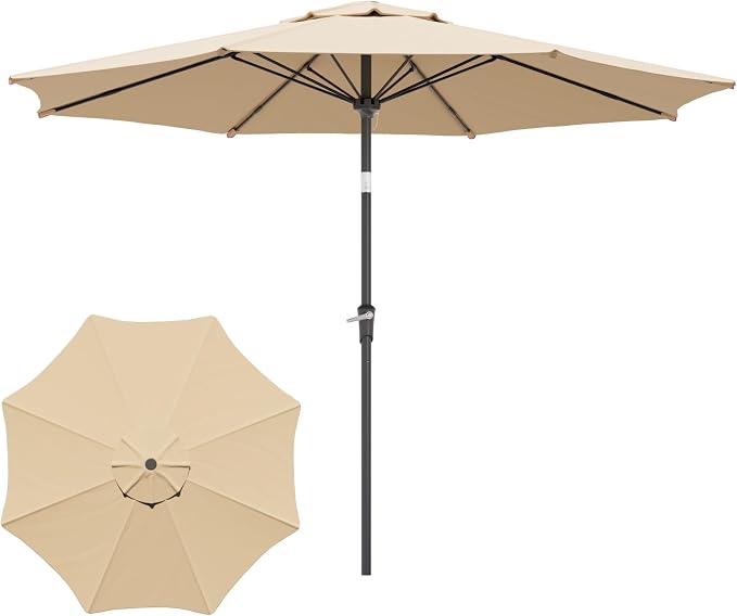 Sannwsg Patio Umbrellas, Pool Umbrella with 8 Sturdy Ribs, Outdoor Umbrella with Push Button Tilt/Crank, Deck Umbrellas, Market Umbrela Table for Backyard, Deck, Garden, Pool