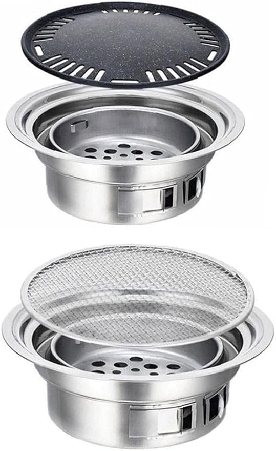 Charcoal Barbecue Grill Round Portable Household Camping Grill Stove with Barbecue Net,Outdoor Barbecue Tools, Baking tray