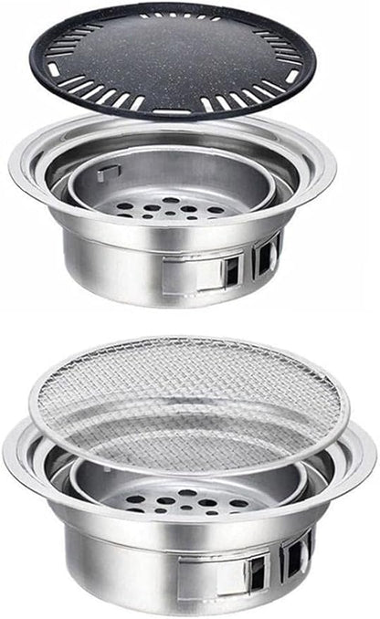 Charcoal Barbecue Grill Round Portable Household Camping Grill Stove with Barbecue Net,Outdoor Barbecue Tools, Baking tray