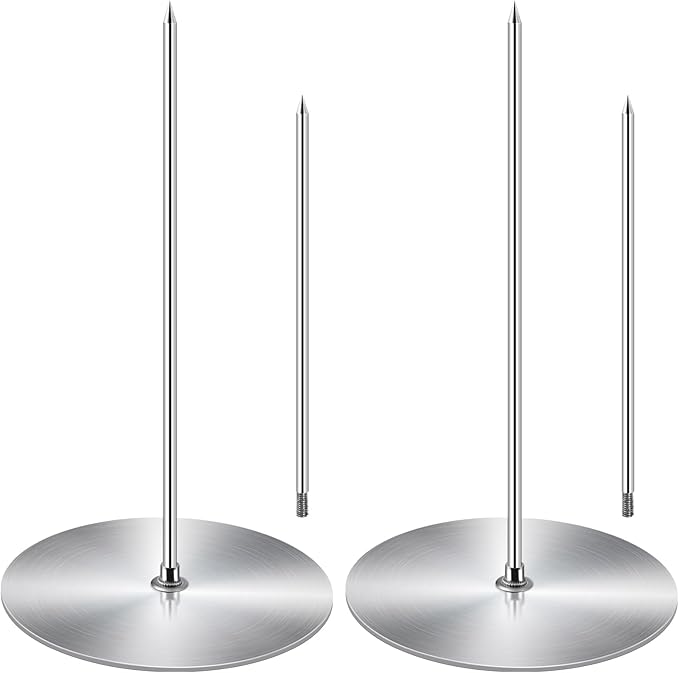 Vertical Skewer Grill - Stainless Removable Vertical Brazilian Barbecue Grilling Rack Meat Spit - Perfect for Steak, Whole Chickens, Whole Fish, Large Meat, 2Pack