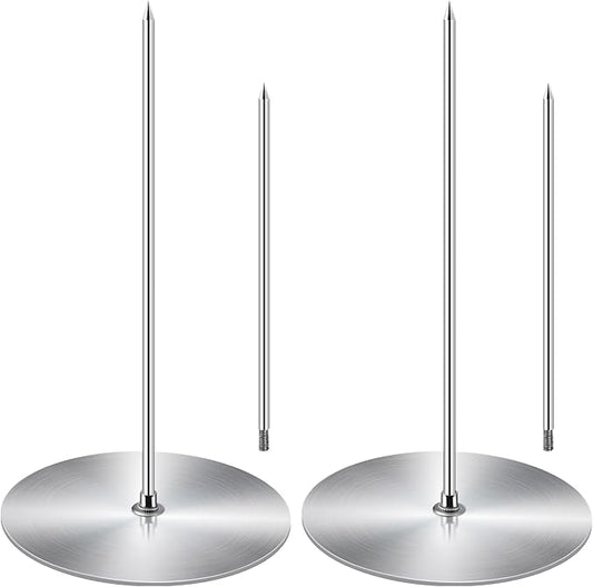 Vertical Skewer Grill - Stainless Removable Vertical Brazilian Barbecue Grilling Rack Meat Spit - Perfect for Steak, Whole Chickens, Whole Fish, Large Meat, 2Pack