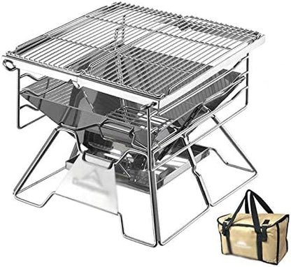 Foldable Portable Charcoal Grill for Camping BBQ Grills, Outdoor Barbecue Grill with 30-Second Setup, Stainless Steel Construction, Compact Carry Bag for Picnic and Travel,A-1