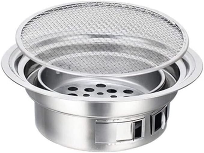 Charcoal grills Stainless Steel Charcoal Barbecue Grill Round Non-stick Barbecue Grills Portable Charcoal Grill For Outdoor Camping BBQ