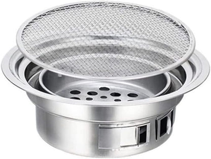 Charcoal grills Stainless Steel Charcoal Barbecue Grill Round Non-stick Barbecue Grills Portable Charcoal Grill For Outdoor Camping BBQ