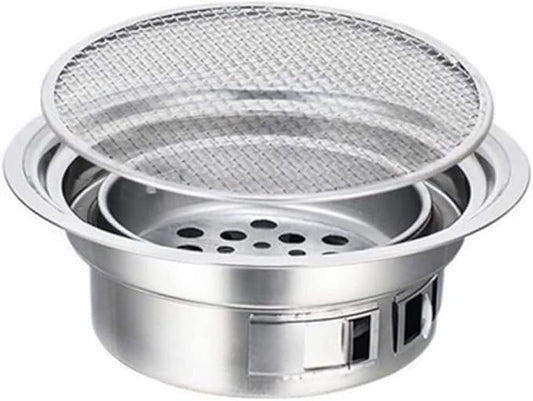 Charcoal grills Stainless Steel Charcoal Barbecue Grill Round Non-stick Barbecue Grills Portable Charcoal Grill For Outdoor Camping BBQ