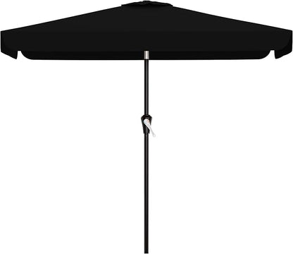 AreShark 6.5 x 10 FT Rectangular Valance Patio Umbrella, Outdoor Umbrella with Tilt and Crank, Market Table Umbrellas W/ 6 Ribs UV Protection for Garden, Deck, Backyard and Pool, Black