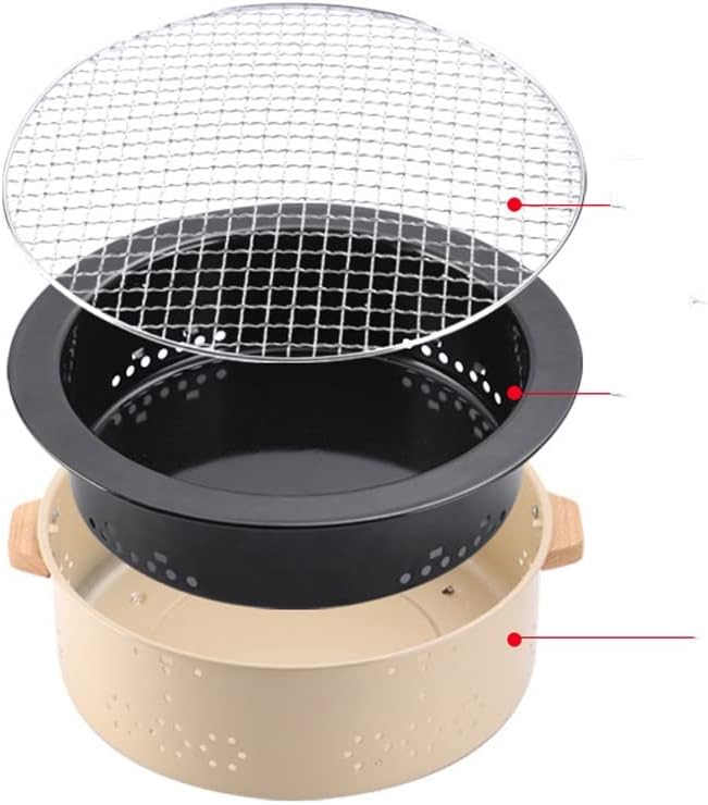 Portable Charcoal Grill for Camping BBQ Grills Outdoor Barbecue Grill with Hearth Storage and Whole Body Wash Design, Easy to Carry and Durable,LightGrey-D