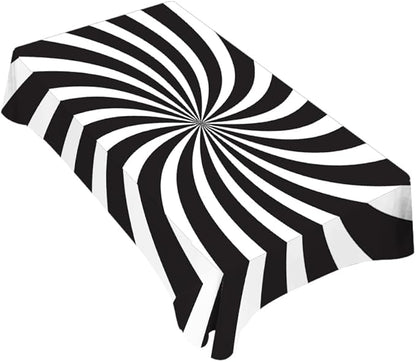 TKS MITLAN Tablecloth Black White Table Cloth Rectangle Table 60 x 84 Inch Funny Swirl Stripes Modern Kitchen Decorations for Home Dinner Party