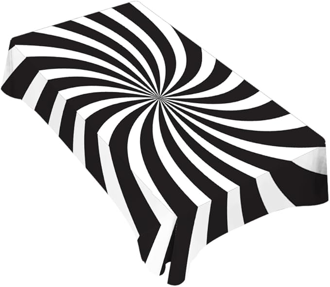 TKS MITLAN Tablecloth Black White Table Cloth Rectangle Table 52 x 70 Inch Funny Swirl Stripes Modern Kitchen Decorations for Home Dinner Party