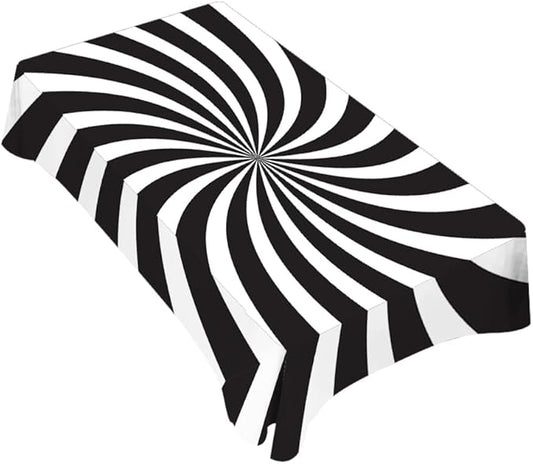 TKS MITLAN Tablecloth Black White Table Cloth Rectangle Table 52 x 70 Inch Funny Swirl Stripes Modern Kitchen Decorations for Home Dinner Party