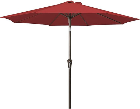 JEAREY Outdoor Patio Umbrella 9FT Outdoor Table Umbrella with Push Button Tilt and Crank, Market Umbrellas 8 Sturdy Ribs UV Protection Waterproof for Garden, Deck, Pool (Cherry Red)