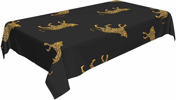 TKS MITLAN Wild Leopard Tablecloth Decor African Animal Lively Jump Cartoon Fun Wildlife Repeat Table Cloth Dining Room Kitchen Table Cover 60" X 84" Oblong/Rectangle