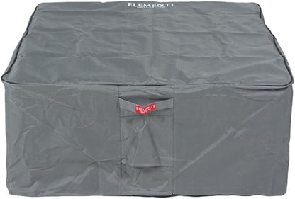 Elementi Manhattan Fire Pit Bundle Outdoor Firepit Set Includes 36” Dark Grey Propane Concrete Firepit Table, Glass Windscreen, Stainless Steel Cover, Canvas Cover, Floor Mat, Ice Bucket