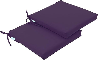 QILLOWAY Outdoor Indoor Seat Cushions, Square Foam Dining Chair Pads,All Weather, 17"x17"x3",2 Count(Purple)