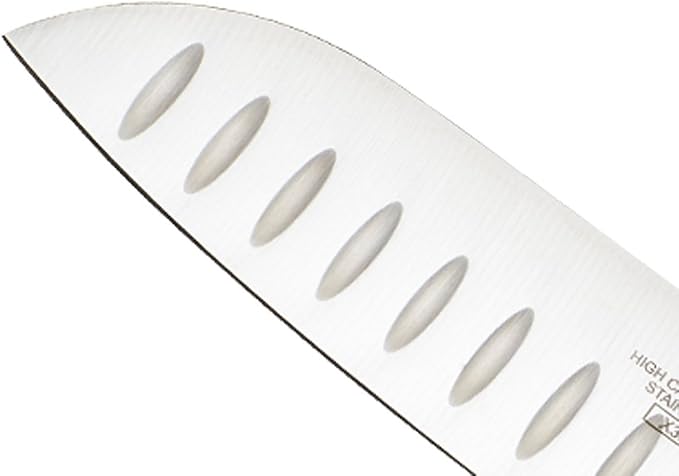 Mercer Culinary Millennia Color Handle Cutlery 7" Santoku Knife (Granton Edge) Brown
