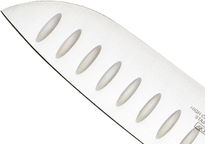 Mercer Culinary Millennia Color Handle Cutlery 7" Santoku Knife (Granton Edge) Brown