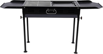Portable Charcoal Grill Stainless Steel Folding BBQ Grill Camping Barbecue Grill, 308 sq.in Cooking Area, w/ 2 Grill Grids & 2 Folded Trays for Garden Backyard Party Picnic Outdoor Cooking Use