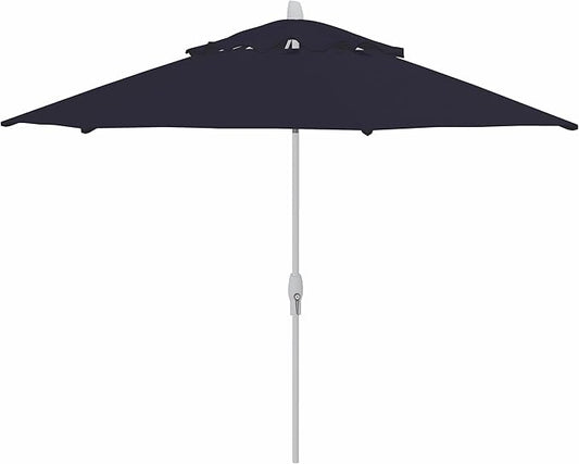 Treasure Garden 11ft Patio Umbrella – Outdoor Market Umbrella – Deluxe Auto-Tilt – White Aluminum Frame (Sunbrella, Navy)