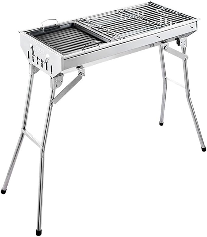 Portable Charcoal Grill for Camping BBQ, Outdoor Barbecue Grill Stainless Steel Charcoal Grills BBQ, Folding Oven 990x330x720mm Easy Clean Camping Grill,990 * 330 * 720Mm-D