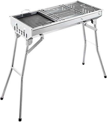 Portable Charcoal Grill for Camping BBQ, Outdoor Barbecue Grill Stainless Steel Charcoal Grills BBQ, Folding Oven 990x330x720mm Easy Clean Camping Grill,990 * 330 * 720Mm-D