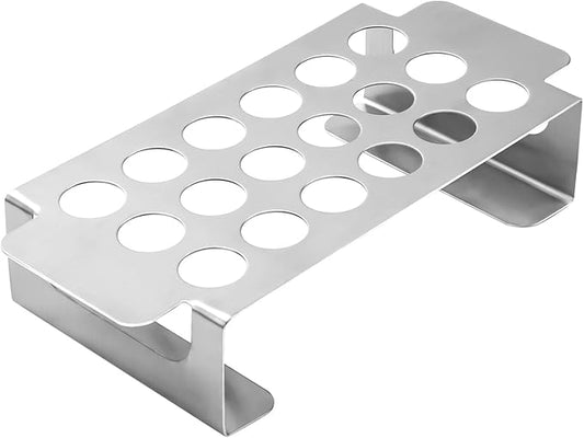 18 Hole Jalapeno Grill Rack for Chili, Stainless Steel Barbecue Chili Peppers Grill Rack with Handle, Jalapeno Popper Stand for BBQ Smoker or Oven (Silver)