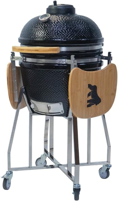 GRILLA Medium Kong Ceramic Charcoal Grill with Venting System, Heavy-Duty Ceramic, 350 Square Inches of Cook Space, For Outdoor Grilling, Smoking, and Baking