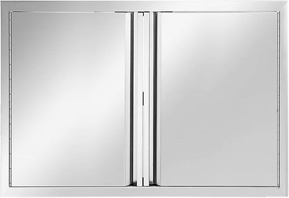 Outdoor Kitchen Doors Stainless Steel,31" W by 24" H Double Access Door, Outdoor Stainless Steel Cabinet Doors, Pin-Hinge Flush Mount Self-Rimming for Outdoor Kitchen and BBQ Island