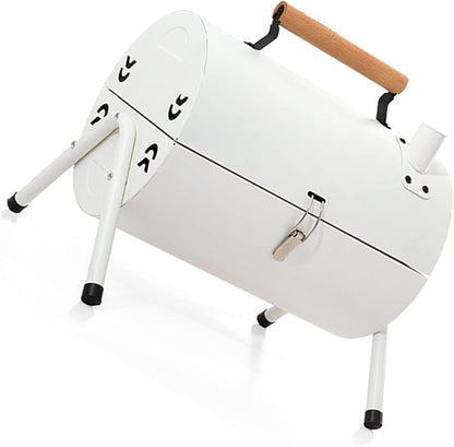 Alomejor Portable Charcoal GrillCharcoal BBQ Grill,Charcoal Barbecue Grillfor Camping Picnics PartiesCharcoal Grills (White)