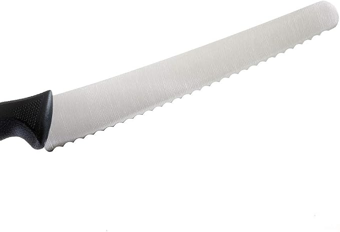Mercer Culinary M23211 Millennia Black Handle, 10-Inch Left Handed Wavy Edge Wide, Bread Knife