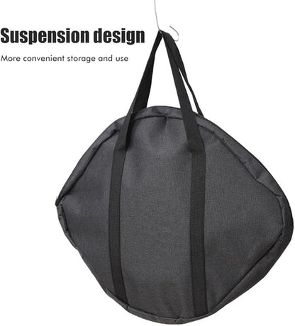 Grill Pan Storage Bag Grilling Pan Zippered Pouch Bag Cast Iron Grill Pan Skillet Tray Organizers with Handles for Outdoor Camping Picnic Cookware Storage Bag, Black, 48 x 40 cm