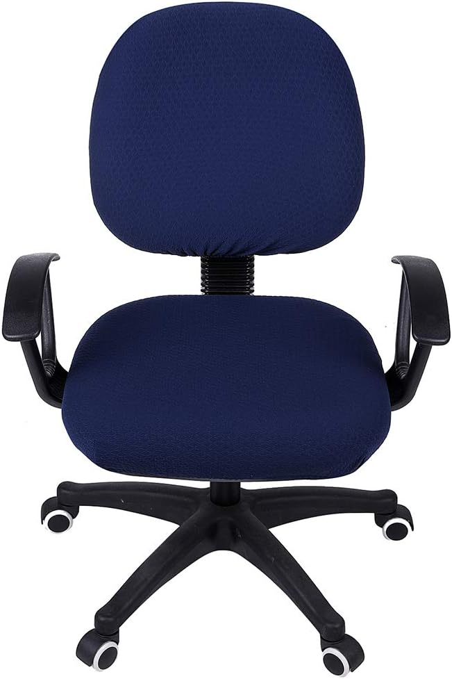 Smiry Office Computer Chair Covers for Desk Rotating Chair Protector | Stretch Jacquard Removable Washable Universal Slipcovers, Seat + Backrest Cover, Navy Blue