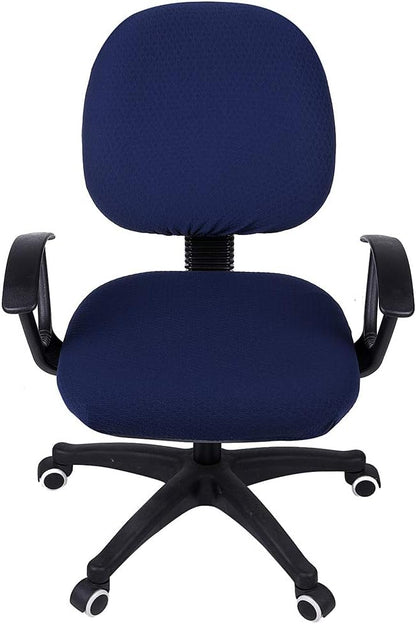 Smiry Office Computer Chair Covers for Desk Rotating Chair Protector | Stretch Jacquard Removable Washable Universal Slipcovers, Seat + Backrest Cover, Navy Blue