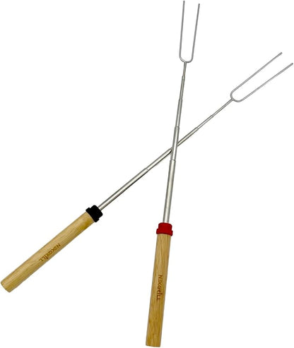 Nexgrill Extendable Roasting Grill Fork Stick, 6-Pack 32" Roasting Sticks, Dual Fork Grilling & Cooking Accessory for BBQs, Tailgating, Camping, Outdoor Cooking, 530-0023G