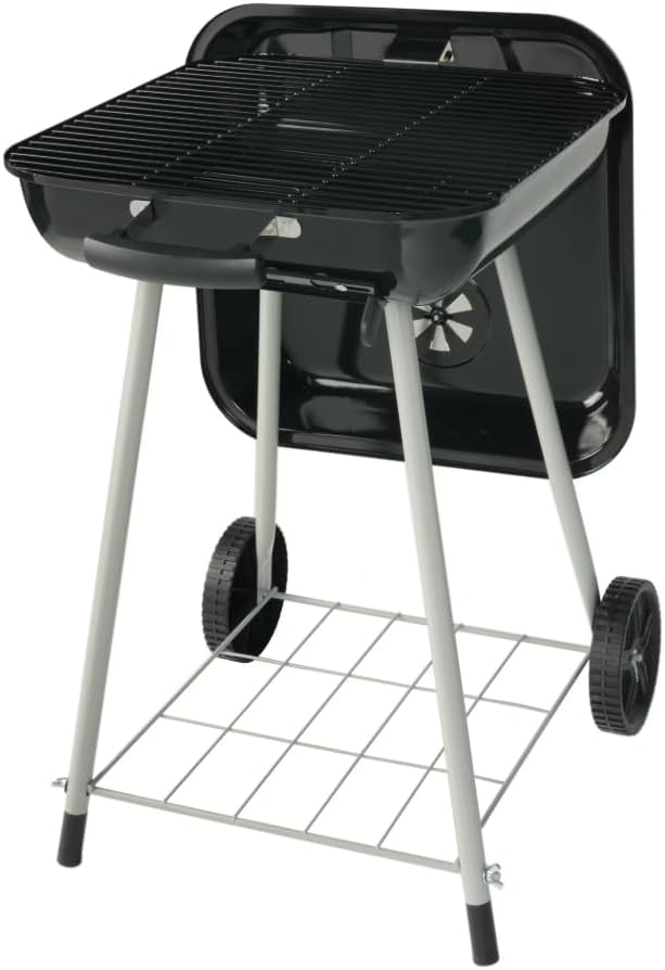 17.5 Inch Round Charcoal Grill, Outdoor Portable Barbecue Grill with Rolling Wheels & Adjustable Air Dampers, Ideal for Backyard, Camping, Patio, Garden and Outdoor Cooking
