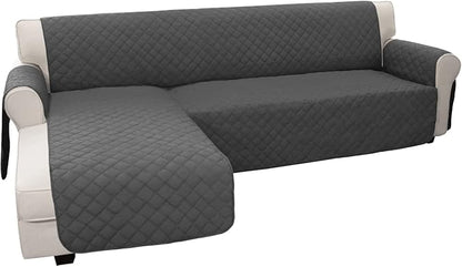 Easy-Going Reversible L-Shape Sectional Couch Cover, X-Large, Dark Gray | Soft Sofa Slipcover For Dogs, Fits Left/Right Chaise Lounge Protector, Water Resistant Mat For Living Room