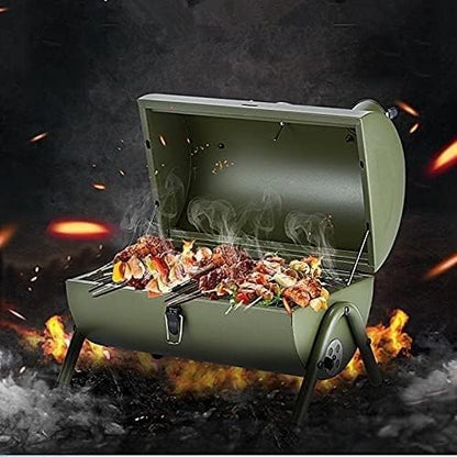 Charcoal Grill Portable Outdoor BBQ Grill Patio Camping Picnic Barbecue Stove for 3-5 People BBQ Grill(Green)