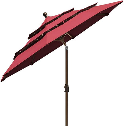 EliteShade USA 10-Year-Non-Fading 9ft 3-Tier Market Patio Umbrella, Commercial Grade Outdoor Table Umbrella with Crank Open, Windproof & UPF 50+ UV Protection, Heavy Duty Ventilation for Garden, Deck, Pool, Backyard, Beach & Bistro, Burgundy