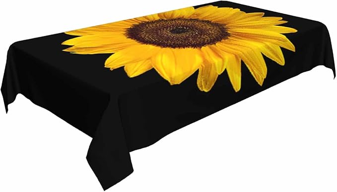 TKS MITLAN Sunflower Tablecloth 60x84 Inch Rectangular Petal Bloom Plant Yellow Flower Dark Elegant Botanical Oblong Table Cloth Kitchen Table Decorations for Home Dinner Party