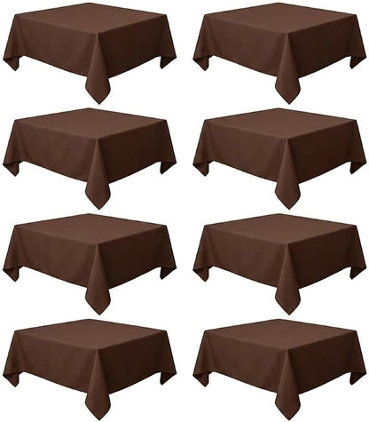 8 Pack Brown Square Tablecloth 54x54 Washable Polyester Table Cloth for Square or Round Tables, Wrinkle Resistant Fabric Decorative Covers for Dining Party Banquet Buffet and Wedding