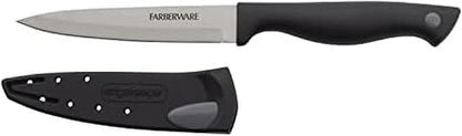 Farberware 4.5 Inch Utility Knife with EdgeKeeper Self-Sharpening Sheath, High-Carbon Stainless Steel Blade, Ergonomic Handle for Slicing, Dicing, and Mincing Fruits and Vegetables