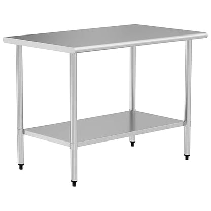 Stainless Steel Table for Food Prep & Work 30 x 60 inches Utility Table with Adjustable Undershelf, Commercial Workstation in Kitchen, Garage, Outdoor BBQ